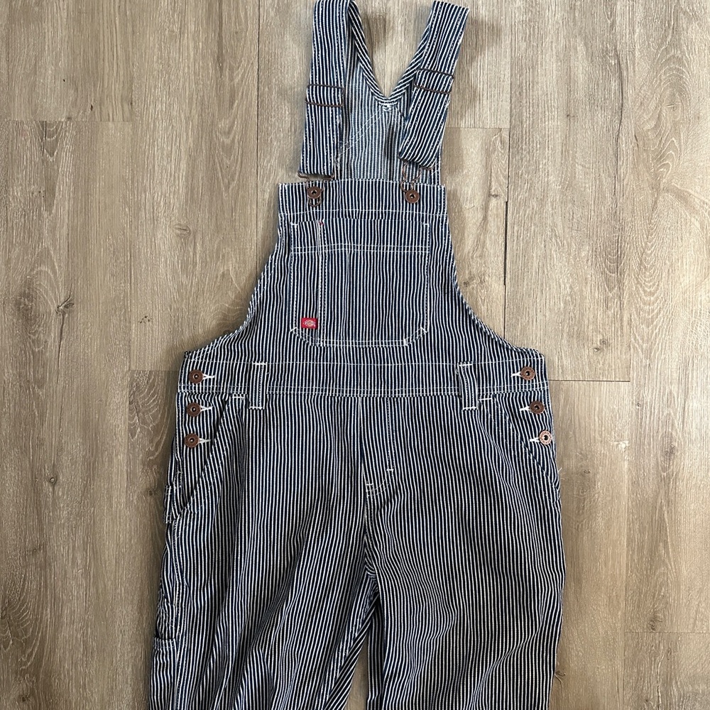 Dickies Blue and White Pinstripe Overalls Jumpsuit